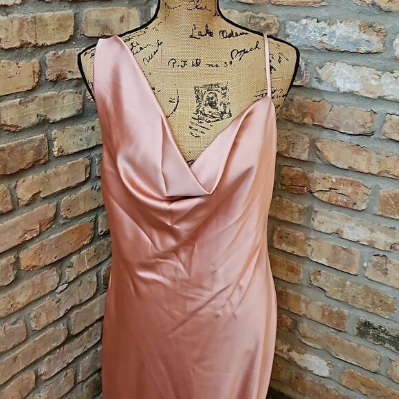 NWT Social Bridesmaids Desert Rose Charmeuse Cowl maxi gown sz XL - Picture 4 of 12